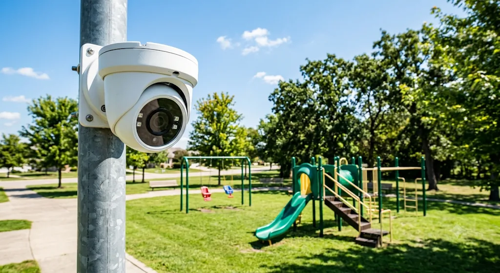 Security camera overlooking a playground